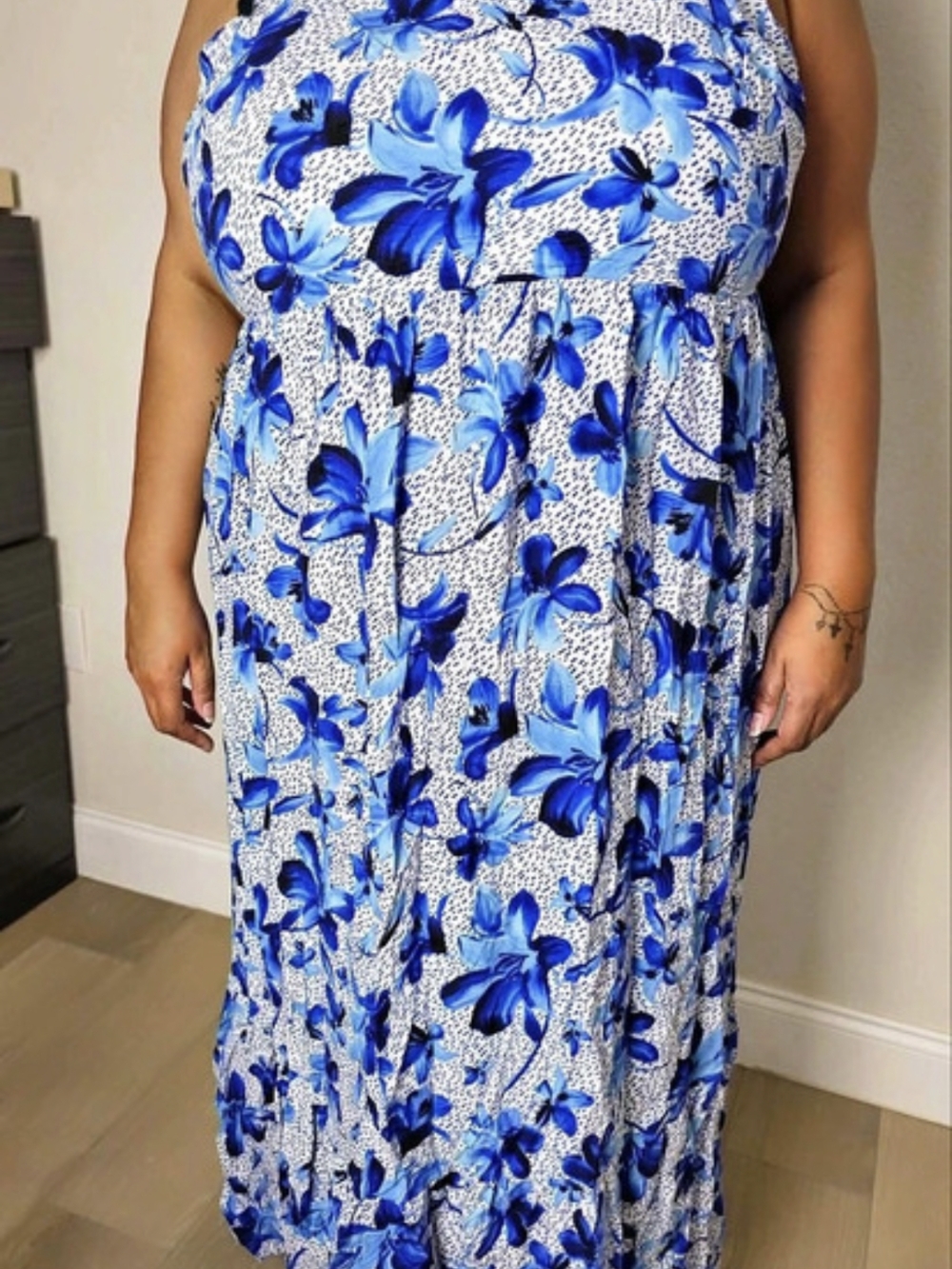 Eloquii Floral Maxi Dress Blue & White Size 22 Like New